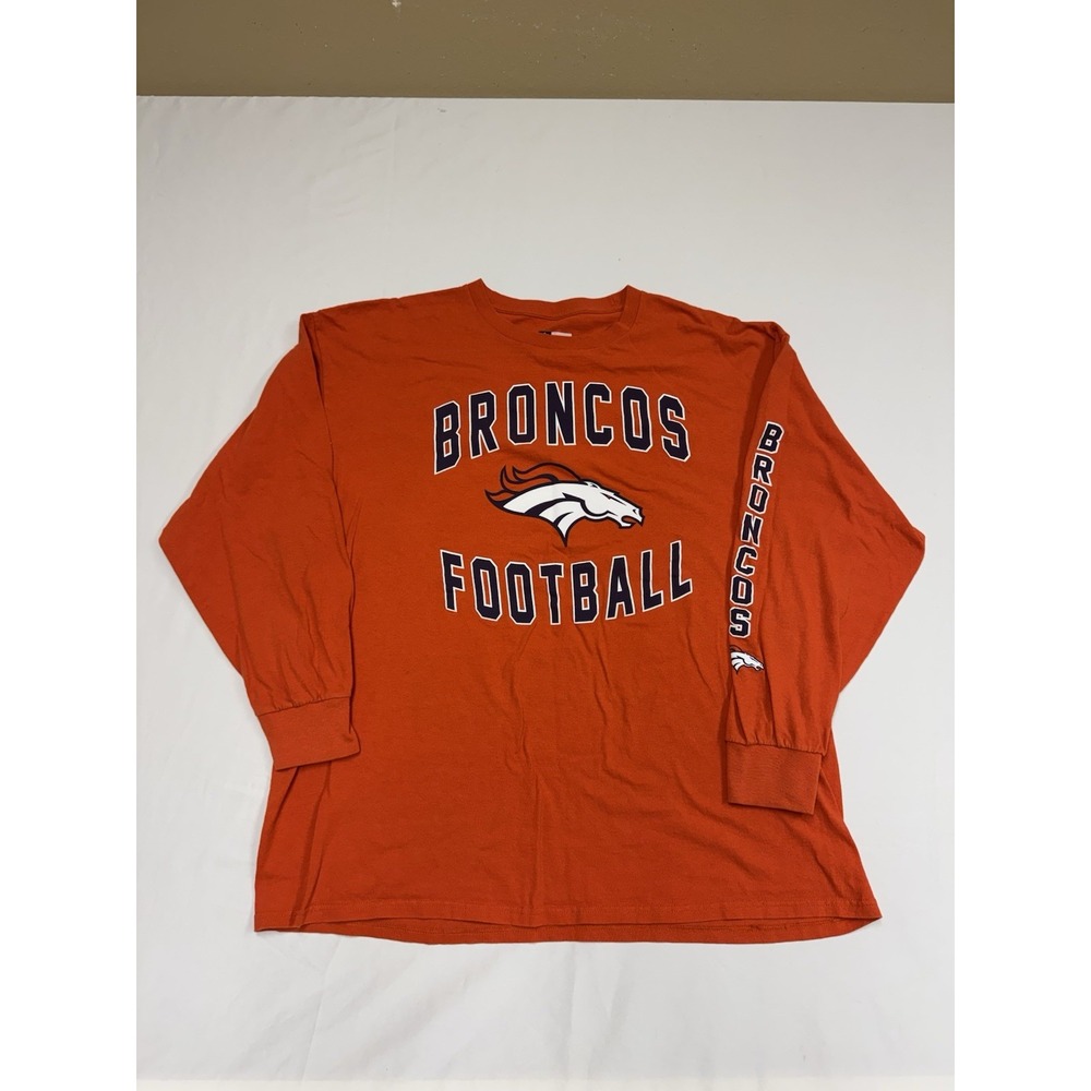Denver Broncos Long Sleeve Shirt Men's 2XL Orange NFL Team Apparel Football